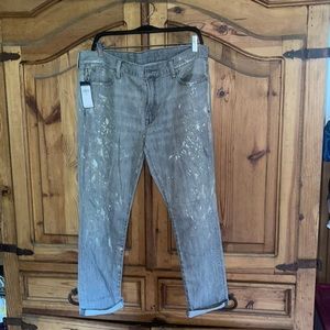 distressed Ralph Lauren Polo jeans grey w brown & white splatter NWT size 31